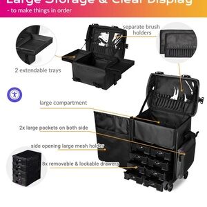 Impressions Black Makeup Organizer with Lockable Drawers